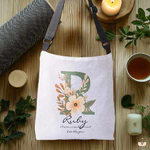Ruby's Precious Gem - Boho Floral Monogram Crossbody Bag