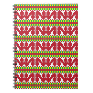 Rucava Red and white folk art geometric pattern I Spiral Notebook