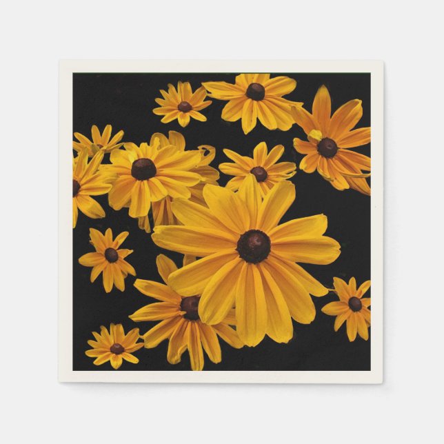 Rudbeckia Black Eyed Susan Flowers Paper Napkins (Front)
