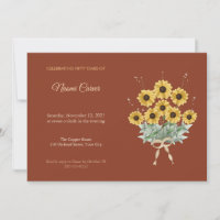 Rudbeckia Bouquet Boho 50th Birthday Invitation