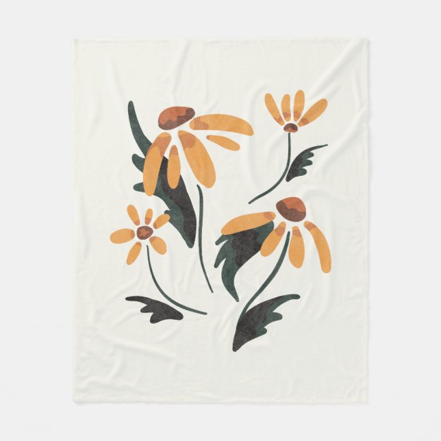Rudbeckia Hirta Black-Eyed Susan Aesthetic Flowers Fleece Blanket (Front)