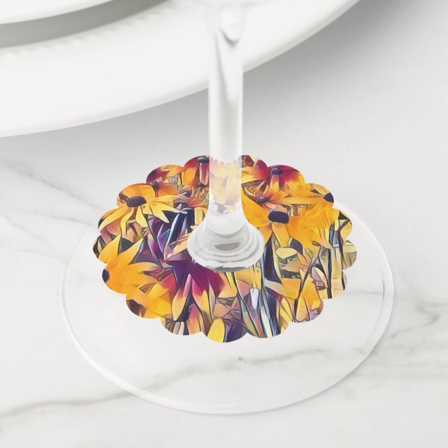 RUDBECKIAS WINE GLASS TAG (Close Up)