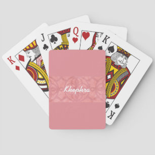 Ruddy Pink Batik And Blue Watercolor Name Playing Cards