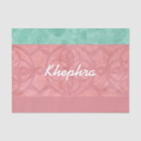 Ruddy Pink Batik And Blue Watercolor Name
