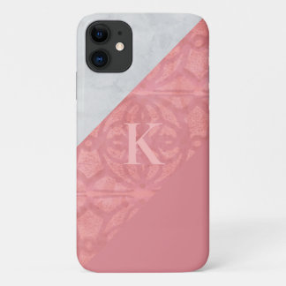 Ruddy Pink Batik And Grey Watercolor Letter Case-Mate iPhone Case