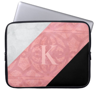 Ruddy Pink Batik And Grey Watercolor Letter Laptop Sleeve