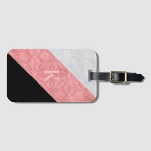 Ruddy Pink Batik And Grey Watercolor Letter Luggage Tag