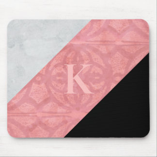 Ruddy Pink Batik And Grey Watercolor Letter Mouse Pad