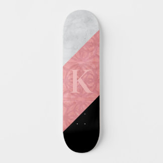Ruddy Pink Batik And Grey Watercolor Letter Skateboard