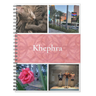 Ruddy Pink Batik Collage and Name Notebook