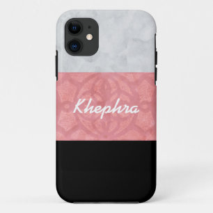 Ruddy Pink Batik Grey Watercolor And Name Case-Mate iPhone Case