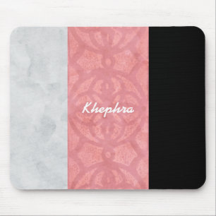 Ruddy Pink Batik Grey Watercolor And Name Mouse Pad