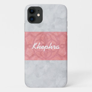 Ruddy Pink Batik Grey Watercolor Name Case-Mate iPhone Case