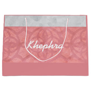 Ruddy Pink Batik Grey Watercolor Name Large Gift Bag