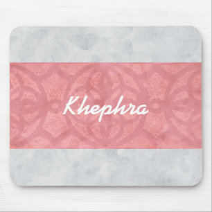 Ruddy Pink Batik Grey Watercolor Name Mouse Pad