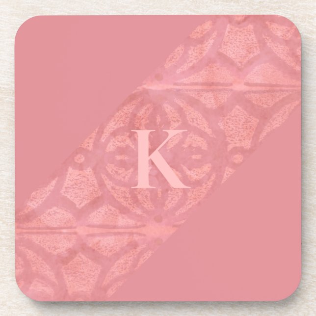 Ruddy Pink Batik Letter Coaster (Front)
