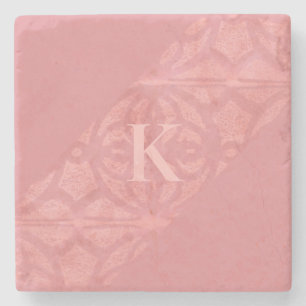 Ruddy Pink Batik Letter Stone Coaster