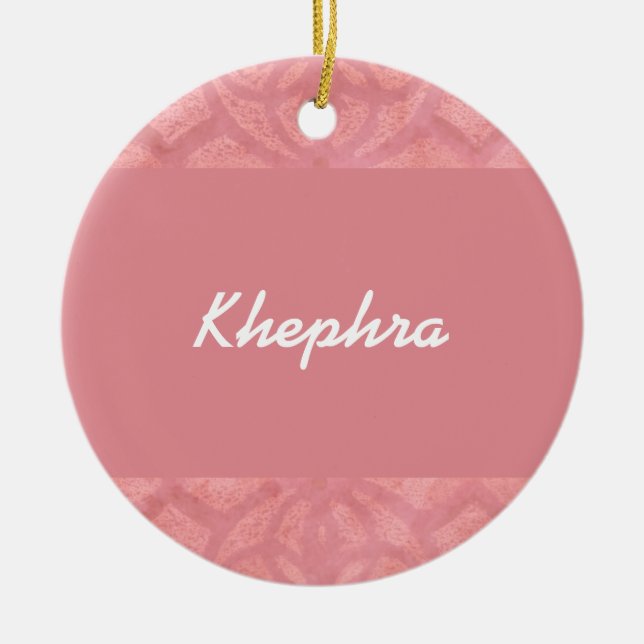 Ruddy Pink Batik Name Ceramic Tree Decoration (Front)