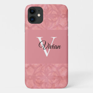 Ruddy Pink Batik Name Monogrammed Case-Mate iPhone Case