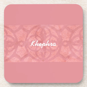 Ruddy Pink Batik Name Monogrammed  Coaster