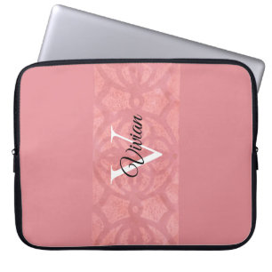 Ruddy Pink Batik Name Monogrammed Laptop Sleeve