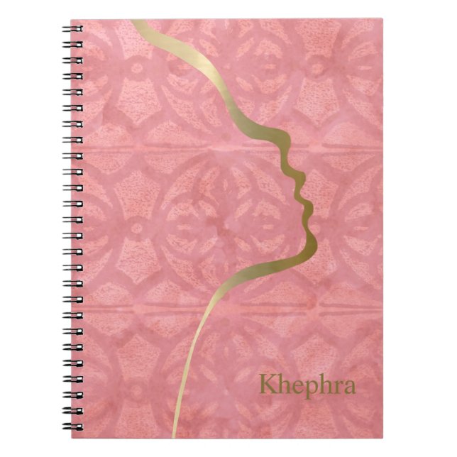 Ruddy Pink Black And Gold Face Notebook (Front)