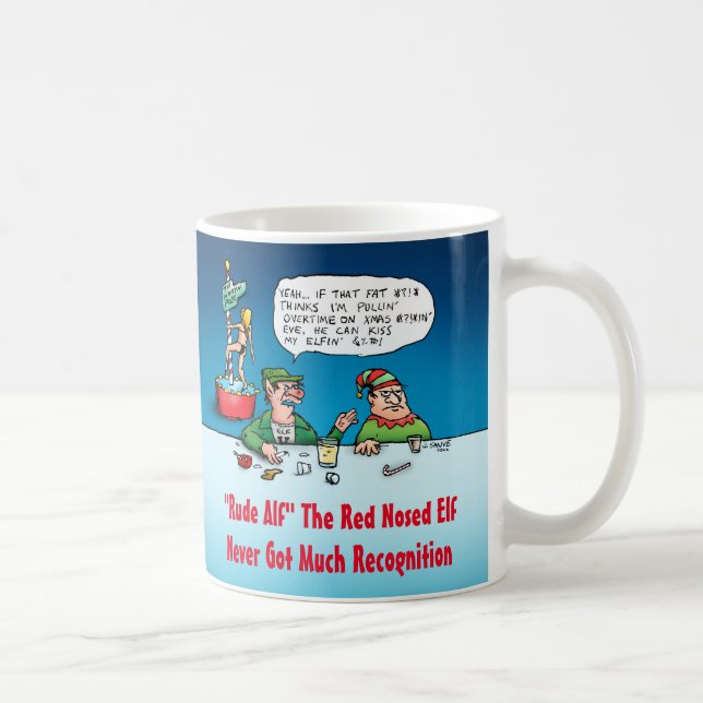 Rude ALF Funny Elf Xmas Mug (Right)