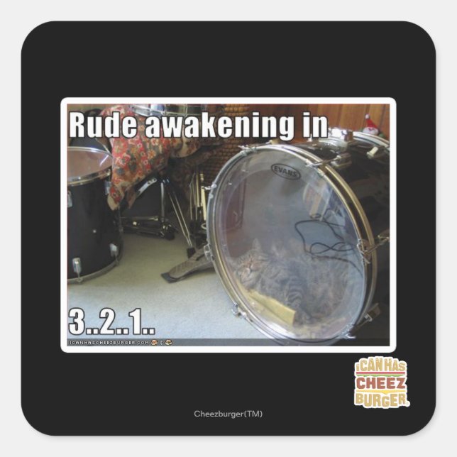 Rude awakening in square sticker (Front)