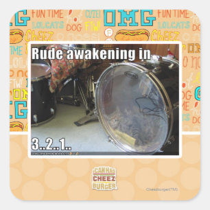 Rude awakening in square sticker