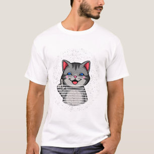 Rude Cat Middle Finger Meow Means No Funny Art T-Shirt