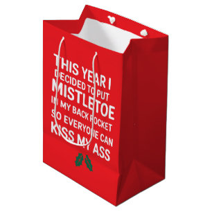 Rude Christmas Funny Noel Hilarious Christmas Tree Medium Gift Bag