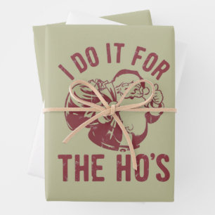 Rude Christmas Santa Face I Do It For The Ho's Wrapping Paper Sheet