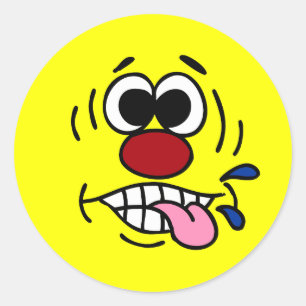 Rude Face Grumpey Classic Round Sticker