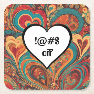 Rude Funny Heart Design !@#$ Square Paper Coaster