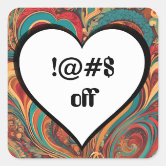 Rude Funny Heart Design !@#$ Square Sticker