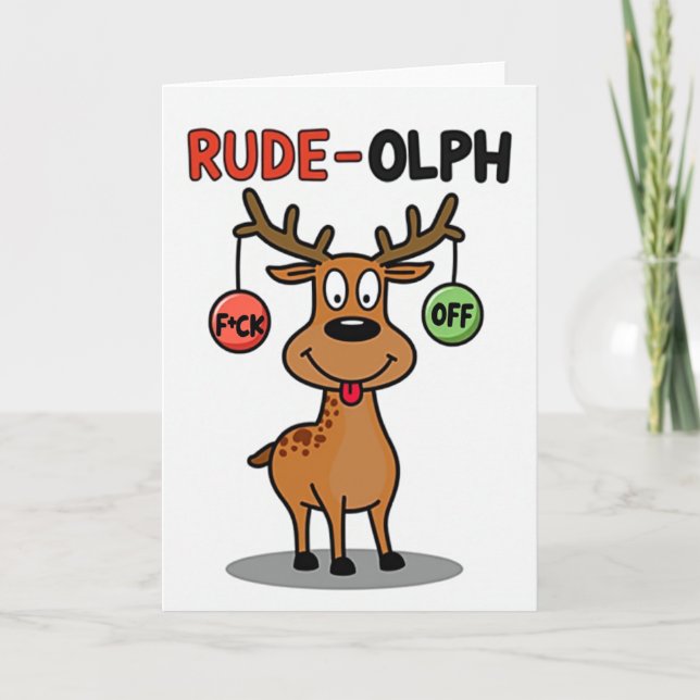 Rude Olph Adult Christmas Humor Card (Front)