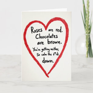 Rude Roses Are Red Calm Down Card