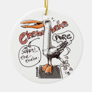 rude seagull cartoon style digital drawing ceramic tree decoration