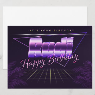 Rudi Name Vorname lila retro Karte Geburtstag Card