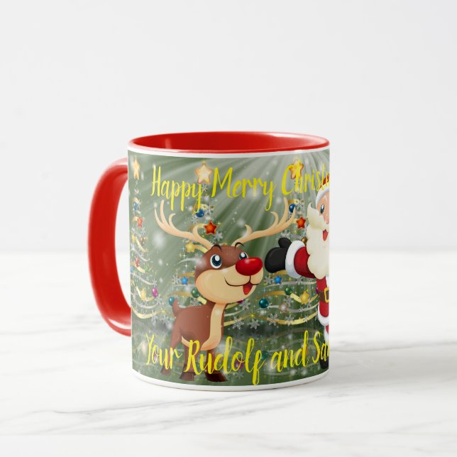 Rudolf and Santa Claus Mug (Front Left)