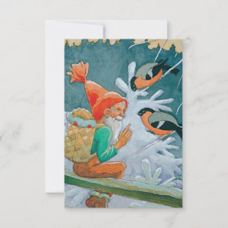 Rudolf Koivu “Christmas Gnome and Birds” Thank You Card