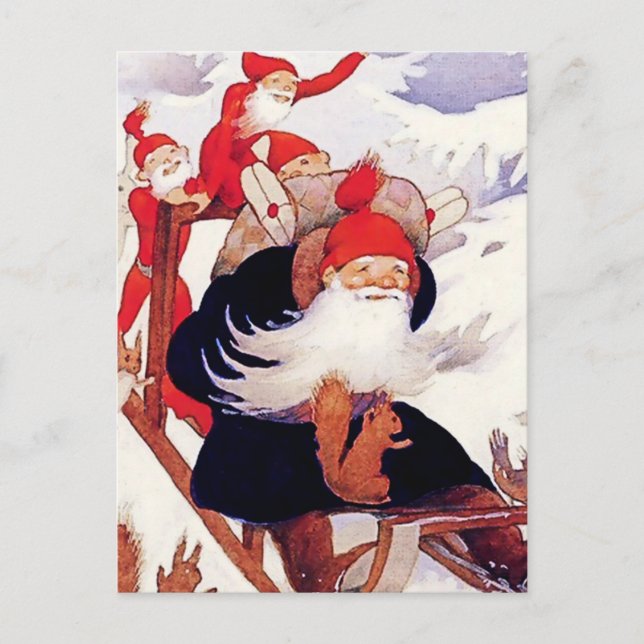 Rudolf Koivu “Elves Sled Ride” Postcard (Front)