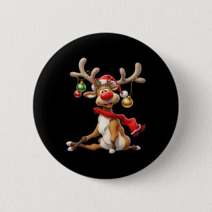 Rudolf Rentier Xmas Reindeer Christmas Men Women C 6 Cm Round Badge