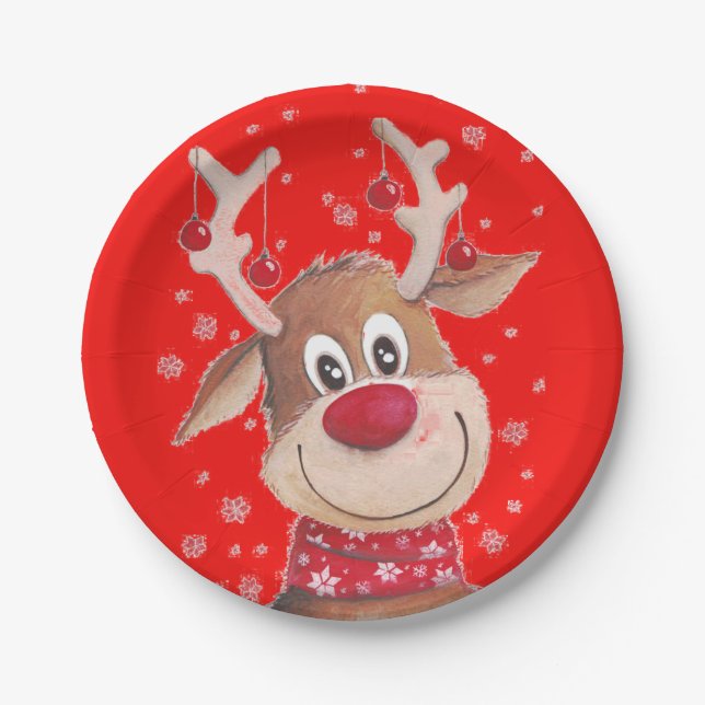 Rudolf The Red Nose Reindeer Tableware Paper Plate (Front)