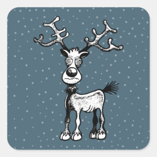 Rudolf the Reindeer has Crazy Eyes Square Sticker