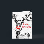 Rudolf the Reindeer wishes you a Merry Christmas Holiday Card<br><div class="desc">Rudolph the reindeer wishes everyone a Merry Stressmas despite being stressed out by Christmas.</div>