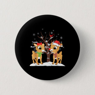 Rudolph And Clarice Christmas Kids Girls Tee Reind 6 Cm Round Badge