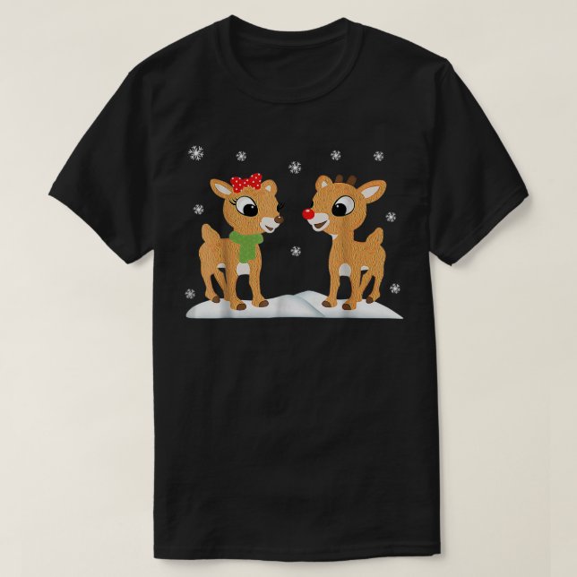 Rudolph and Clarice Shirt Christmas Kids Girls Tee (Design Front)