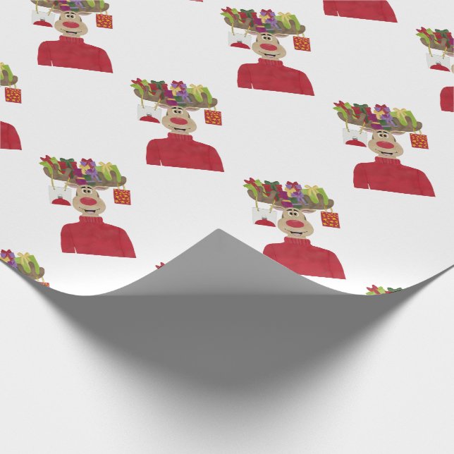 Rudolph Christmas Gifts Reindeer Wrapping Paper (Corner)