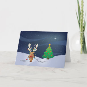 Rudolph Christmas Lights Card
